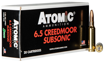 Atomic Ammuniti 109995 Atomic 00476 Rifle Subsonic 6.5 Creedmoor 130 gr Sierra MatchKing Hollow Point B