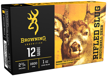 Browning Ammuni 110567 Browning Ammo B193121221 Rifled Slug  12 Gauge 2.75" 1 oz 1 Shot 5 Bx/ 50 Cs