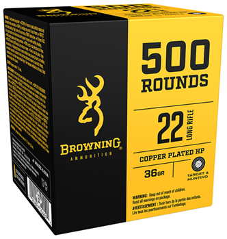 Browning Ammuni 110573 Browning Ammo B194122000 BPR   22 LR 36 GR Plated Hollow Point 1000 Bx/ 2 Cs