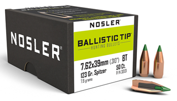 110646 Nosler 30131 Ballistic Tip  7.62X39 123 GR Spitzer Boat-Tail 50 Per Box