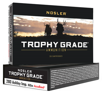 110663 Nosler 60076 Trophy Grade  280 Ackley Improved 160 gr AccuBond 20 Bx/ 10 Cs