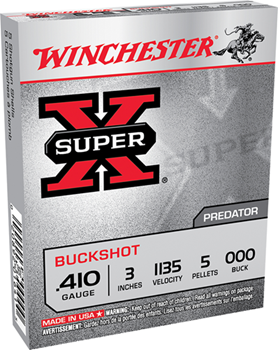 Winchester Ammu 11082 Winchester Ammo XB413 Super-X 410 Gauge 3" Copper-Plated Lead 5 Pellets 000 Buck