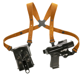 111770 Galco JR202B Jackass Rig Shoulder System made of Leather with Black Finish, Doub