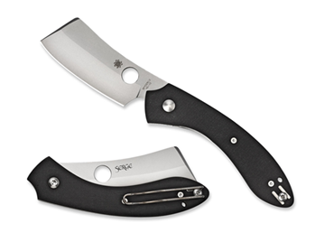 112126 Spyderco C177GP ROC  3.07" Folding Cleaver Plain Matte Gray VG-10 SS Blade Black