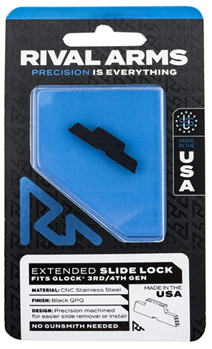 112222 Rival Arms RA80G001A Slide Lock  Glock Gen 3-4 Extended Black QPQ Case Hardened