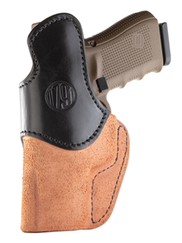 1791 Gun Leathr 112360 1791 Gunleather RCH4BLBR RCH  Black w/Brown Trim Leather IWB Glock 17/S&W Shield