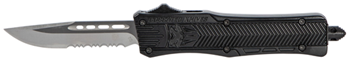 Cobra Enterpris 112473 CobraTec Knives SBCTK1SDS CTK-1  Small 2.75" OTF Drop Point Part Serrated D2 Ste