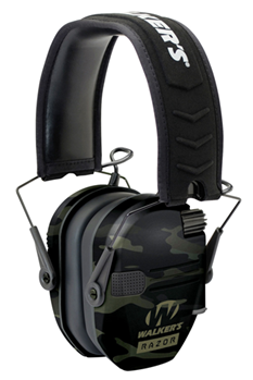 Gsm Outdoors 112621 Walker's GWPRSEMMCCG Razor Slim Electronic Muff Polymer 23 dB Over the Head Blac