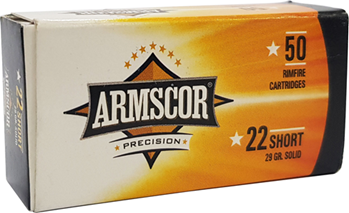 113191 Armscor 50415 Rimfire  22 Short 29 gr Solid Point 50 Bx/ 100 Cs