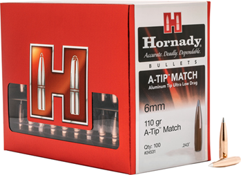 Hornady Mfg Co 113363 Hornady 24531 A-Tip Match 6mm .243 110 gr Ballistic Tip 100 Per Box