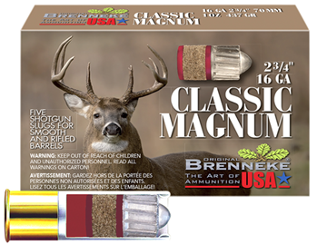 Brenneke Usa 114541 Brenneke SL162CLM Classic Magnum  16 Gauge 2.75" 1 oz Slug 5 Bx/ 50 Cs