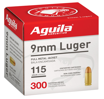 Aguila Ammuniti 114933 Aguila 1E097700 9mm Luger  115 gr Full Metal Jacket (FMJ) 300 Bx