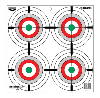 115777 Birchwood Casey 37253 EZE-Scorer  12" Bullseye Paper Hanging Multi-Color 13 Per