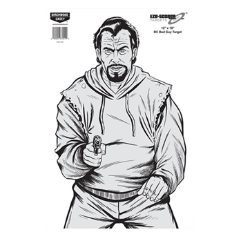 115782 Birchwood Casey 37205 EZE-Scorer Bad Guy Silhouette Paper Hanging Pistol 12" x 1
