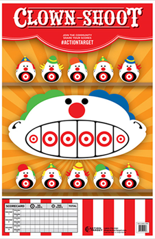 Action Target I 116080 Action Target GSCARCLWN100 Clown-Shoot  Clowns Paper Hanging 23" x 35" Multi-Col