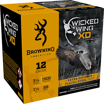 Browning Ammuni 116345 Browning Ammo B193411240 BXD Steel Waterfowl 12 Gauge 3.5" 1 1/2 oz BB Shot 25 B