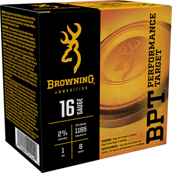 Browning Ammuni 116361 Browning Ammo B193611628 BPT  16 Gauge 2.75" 1 oz 8 Shot 25 Bx/ 10 Cs