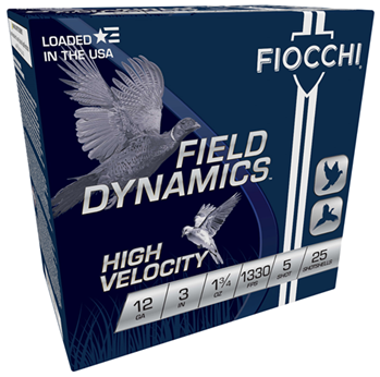 Fiocchi Ammunit 116793 Fiocchi 123HV5 Field Dynamics  12 Gauge 3" 1 3/4 oz 5 Shot 25 Bx/ 10 Cs