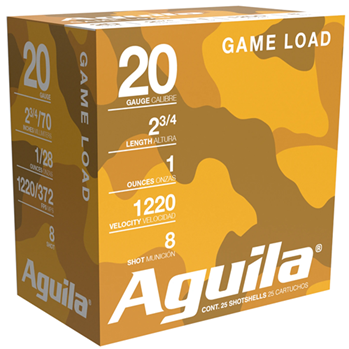 Aguila Ammuniti 117523 Aguila 1CHB2048 Field  20 Gauge 2.75" 1 oz 8 Shot 25 Bx/ 10 Cs