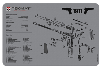 Tekmat 117819 TekMat TEKR171911GY 1911 Cleaning Mat Gray Rubber 17" Long Diagram
