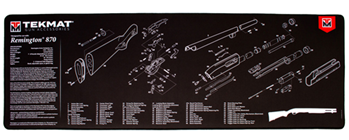 Tekmat 117967 TekMat TEKR44REM870 Remington 870 Ultra Cleaning Mat Black/White Rubber 44" Long