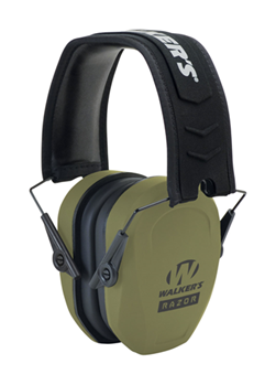 Gsm Outdoors 118155 Walker's GWPRSMPASODG Razor Slim Passive Muff Polymer 27 dB Over the Head OD Gre
