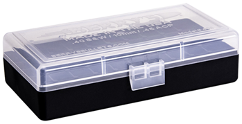 Berrys Manufact 118361 Berrys 67425 408 Ammo Box 40 S&W,45 ACP 50rd Clear Lid w/Black Bottom