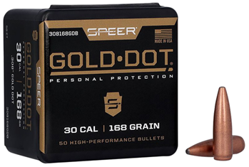 Cci/speer 118971 Speer 308168GD Gold Dot  30 Cal .308 168 gr Gold Dot Soft Point 50 Per Box