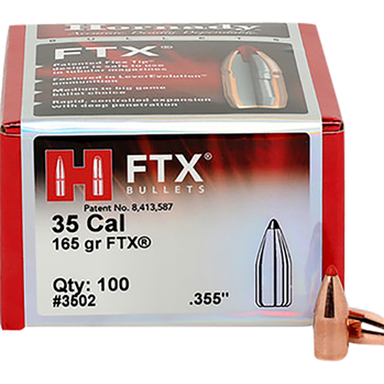 Hornady Mfg Co 119072 Hornady 3502 FTX  35 Cal .355 165 gr Flex Tip eXpanding 100 Per Box