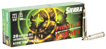 Sierra Bullets SA119947 Sierra A145509 Prairie Enemy  223 Rem 55 gr Sierra BlitzKing 20 Bx/ 10 Cs