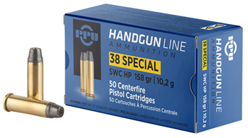 Tr&z Usa Tradin 120055 PPU PPH38SH Handgun  38 Special 158 gr Semi Wadcutter Hollow Point 50 Bx/ 10 Cs