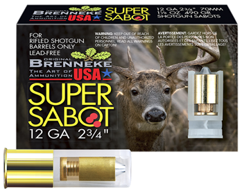 Brenneke Usa 120163 Brenneke SL-123SUS Super Sabot Slug 12 Gauge 3" 1 1/8 oz Slug Shot 5 Bx/ 50 Cs
