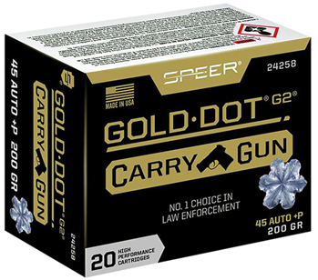 Cci/speer 120684 Speer Ammo 24258 Gold Dot Carry Gun 45 ACP +P 200 gr Hollow Point (HP) 20 Bx/ 10