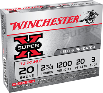 Winchester Ammu 121823 Winchester Ammo XB203VP Super X  20 Gauge 2.75" 20 Pellets 3 Buck Shot 15 Bx/ 10