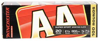 Winchester Ammu 121859 Winchester Ammo AASC207VP AA Sporting Clay 20 Gauge 2.75" 7/8 oz 7.5 Shot 100 Bx