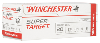 Winchester Ammu 121873 Winchester Ammo TRGT208VP Super Target  20 Gauge 2.75" 7/8 oz 8 Shot 100 Bx/ 2 C