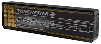 Winchester Ammu 121883 Winchester Ammo SUP22LRHP Super Suppressed  22 LR 40 gr Lead Hollow Point (LHP)