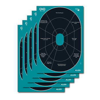 122479 Allen Girls With Guns 15283 Splash  Self-Adhesive Paper Black/Teal Oval 5 Pack