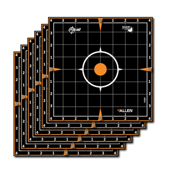 122480 Allen 15301 EZ Aim Splash Self-Adhesive Paper 8" x 8" Sight-In Grid Black/Orange
