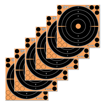 122488 Allen 15316 EZ Aim Splash Self-Adhesive Paper 8" x 8" Bullseye Black/Orange 6 Pe