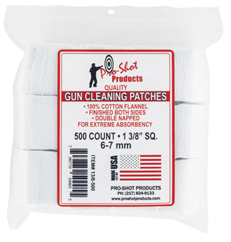 Pro-shot Produc 122994 Pro-Shot 13/8-500 Cleaning Patches  6mm/7mm 1.38" Cotton Flannel 500 Per Pkg