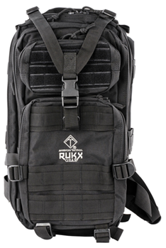 123589 Rukx Gear ATICT1DB Tactical 1 Day Water Resistant Black 600D Polyester with Moll