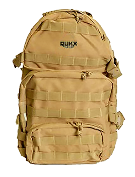 123592 Rukx Gear ATICT3DT Tactical 3 Day Water Resistant Tan 600D Polyester with Molle,