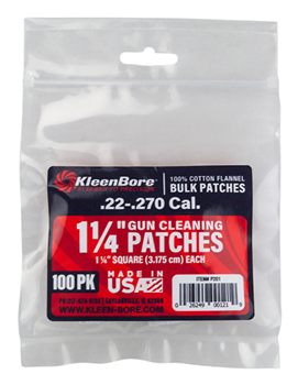 Kleen-bore 123738 Kleen-Bore P201 Super Shooter Cleaning Patches Cotton 100 Pack 1 1/4" Square .22