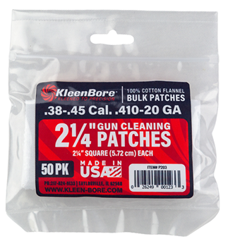 Kleen-bore 123740 Kleen-Bore P203 Super Shooter Cleaning Patches Cotton 50 Pack 2 1/4" Square .38/