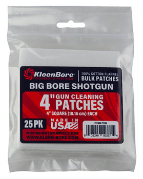 Kleen-bore 123742 Kleen-Bore P206 Super Shooter Cleaning Patches Cotton 25 Pack 4" Square Big Bore