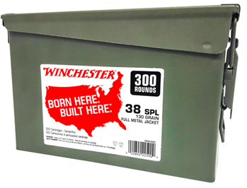 Winchester Ammu 123908 Winchester Ammo WW38C USA  38 Special 130 gr Full Metal Jacket (FMJ) 300 Bx/2 Cs