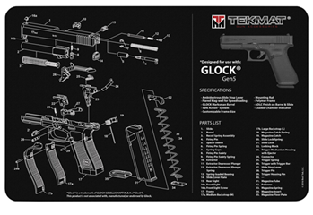 Tekmat 124457 BECK TEK, LLC (TEKMAT) TEKR17GLOCKG5 Glock Gen5 Gun cleaning mat 11"x17"x1/8"