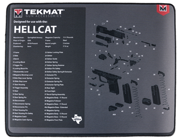 Tekmat 124489 TekMat TEKR20HELLCAT Hellcat Cleaning Mat Black/White Rubber 20" Long Springfiel