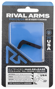 124544 Rival Arms RA72G001A Magazine Release  Fits Glock Gen1-3 Extended Black Anodized